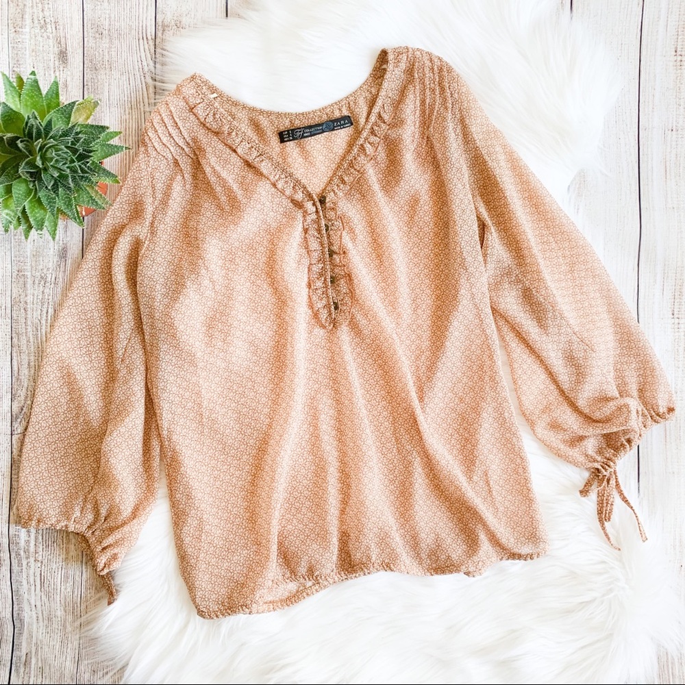 Zara Collection Sheer Popover Blouse